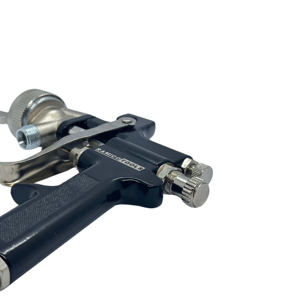 Ramico Tools Professional 1.8mm High Pressure Air Suction Spray Gun Kit for Paint Tank with Dual Hoses, Adjustable Control