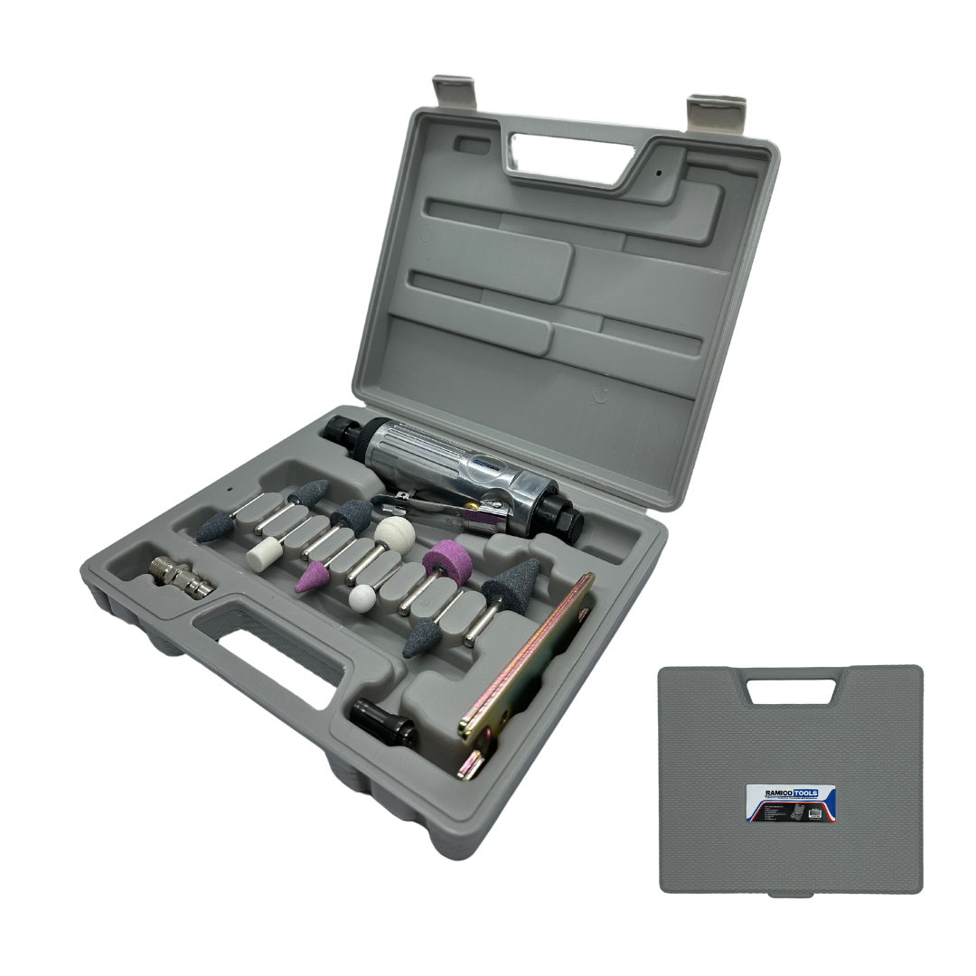 Ramico Tools 14 Piece Die Grinder Kit - 1/4" Air Straight Grinder, 22,000 RPM