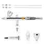 Airgoo Phantom D1 Premium Airbrush, 0.2mm & 0.3mm Needle/Nozzle, Dual-Action Gravity Feed Airbrush with 7ml & 11ml Interchangeable Cups, Mini Filter for Model Painting, Canvas Art, Makeup & Hobby Use