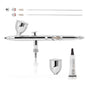 Airgoo Premium Airbrush Set AG-216 Dual Action Gravity Feed Airbrush Kit with 0.3mm/0.5mm Nozzles & Needles, 7CC/10CC Fluid Cups, Oil Lubricant for Tattoo, Modeling, Cake Decor, Nail Painting
