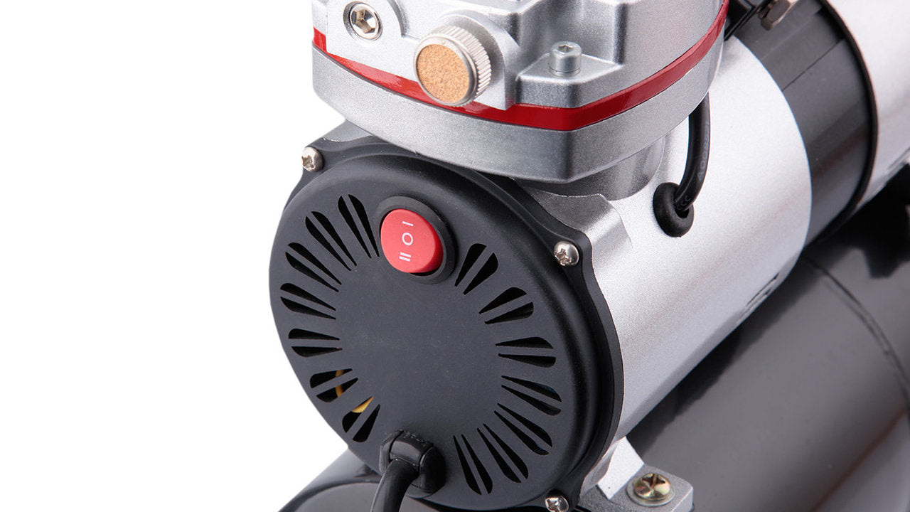 Fengda AS-196 Twin-Piston Airbrush Compressor with 3.5L Air Tank, Auto Start/Stop, Regulator & Moisture Trap for Model Painting, Miniatures, Warhammer, Gundam, Cake Decorating, Nail Art & Tattoo Art