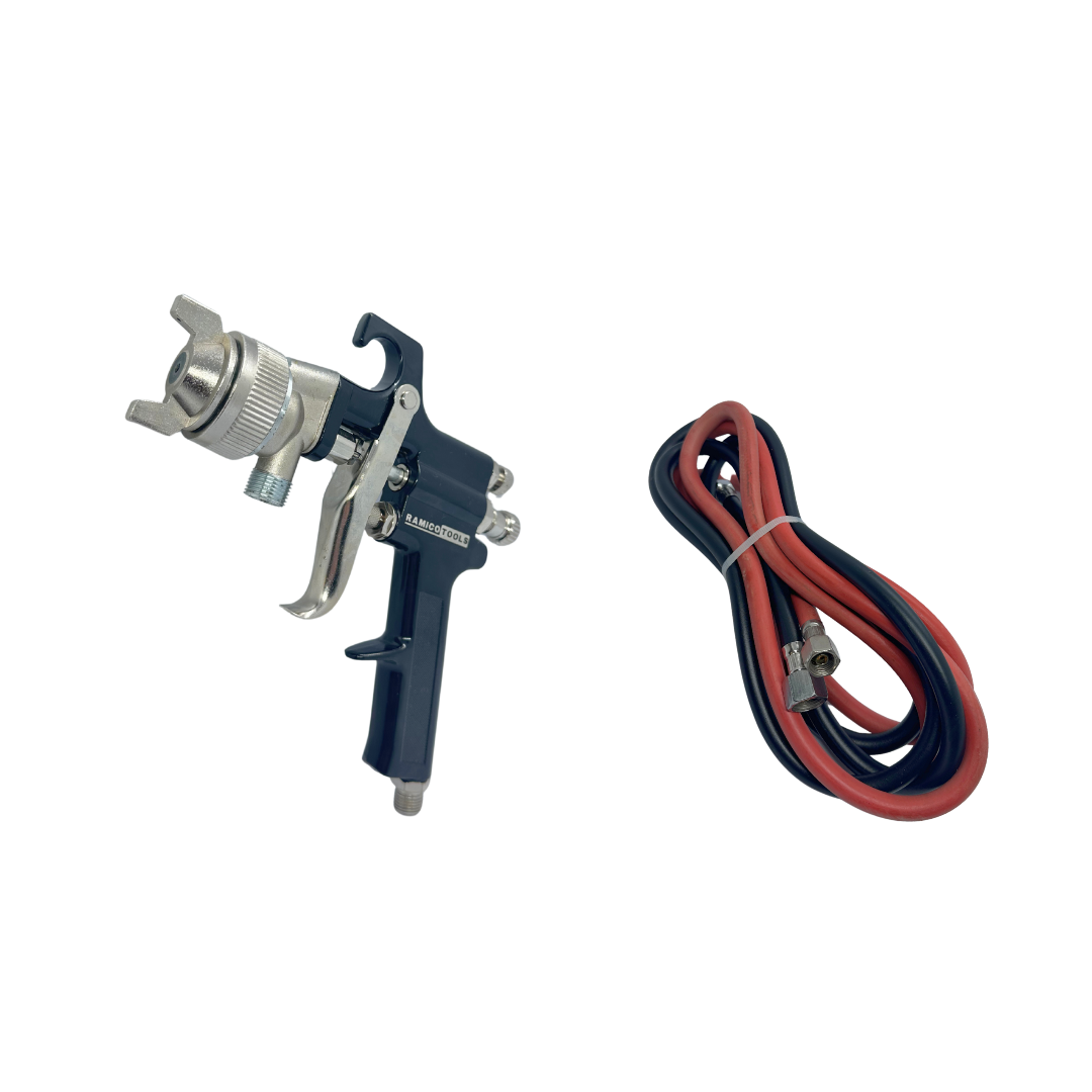 Ramico Tools Professional 1.8mm High Pressure Air Suction Spray Gun Kit for Paint Tank with Dual Hoses, Adjustable Control