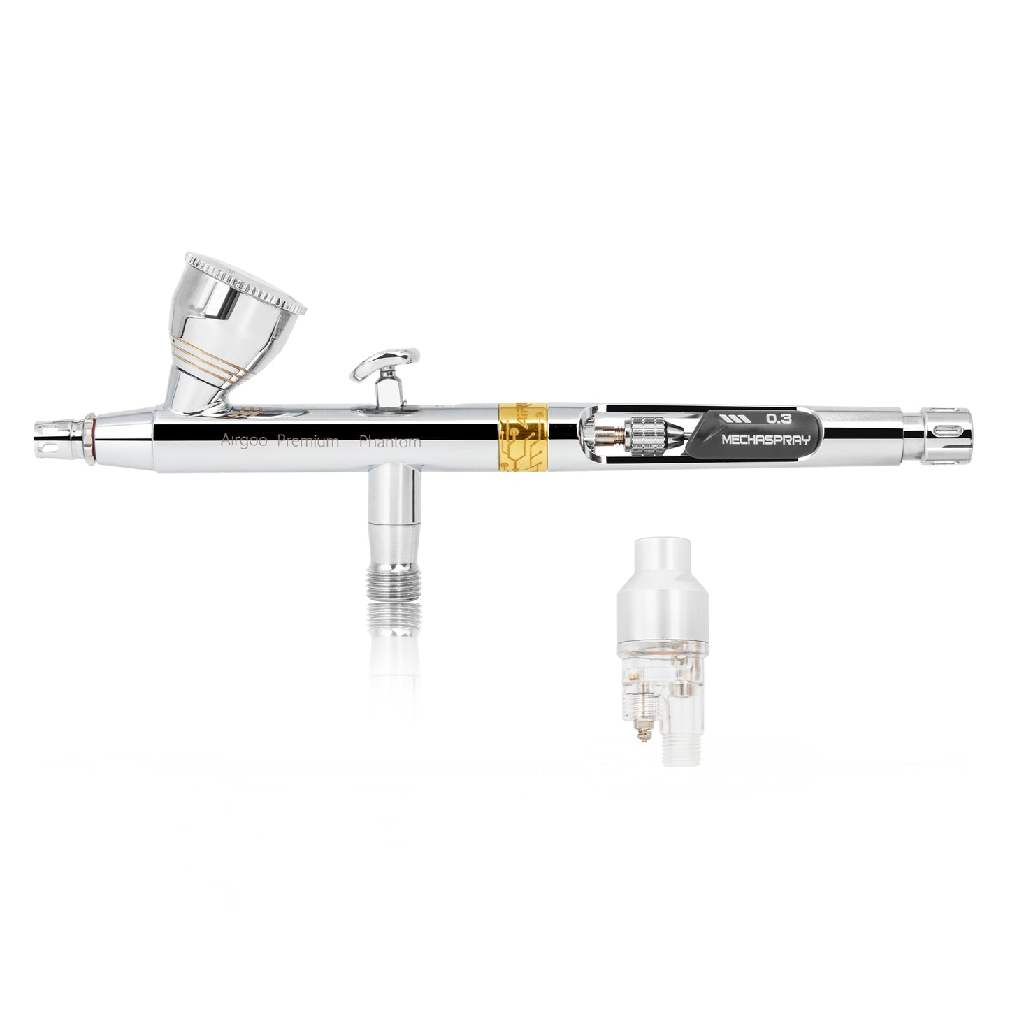 Airgoo Phantom D1 Premium Airbrush, 0.2mm & 0.3mm Needle/Nozzle, Dual-Action Gravity Feed Airbrush with 7ml & 11ml Interchangeable Cups, Mini Filter for Model Painting, Canvas Art, Makeup & Hobby Use