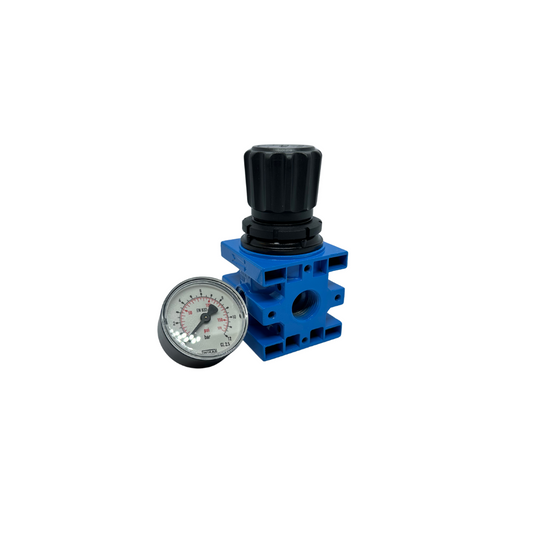 FG Air Pressure Regulator, 1/2 Inch with Gauge, Made in Italy