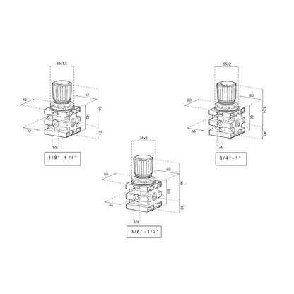 FG Air Pressure Regulator, 1/2 Inch with Gauge, Made in Italy