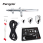 مجموعة مسدس اير برش الطلاء Fengda Elite Airbrush 0.2 و0.3 و0.5 مم ذات التغذية بالجاذبية، مزدوجة الحركة، مع 3 أكواب قابلة للتبديل، وفوهات، وأنبوب هواء مضفر بطول مترين (FE-186K)
