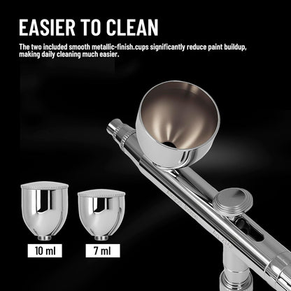 Airgoo Premium Airbrush Set AG-216 Dual Action Gravity Feed Airbrush Kit with 0.3mm/0.5mm Nozzles & Needles, 7CC/10CC Fluid Cups, Oil Lubricant for Tattoo, Modeling, Cake Decor, Nail Painting