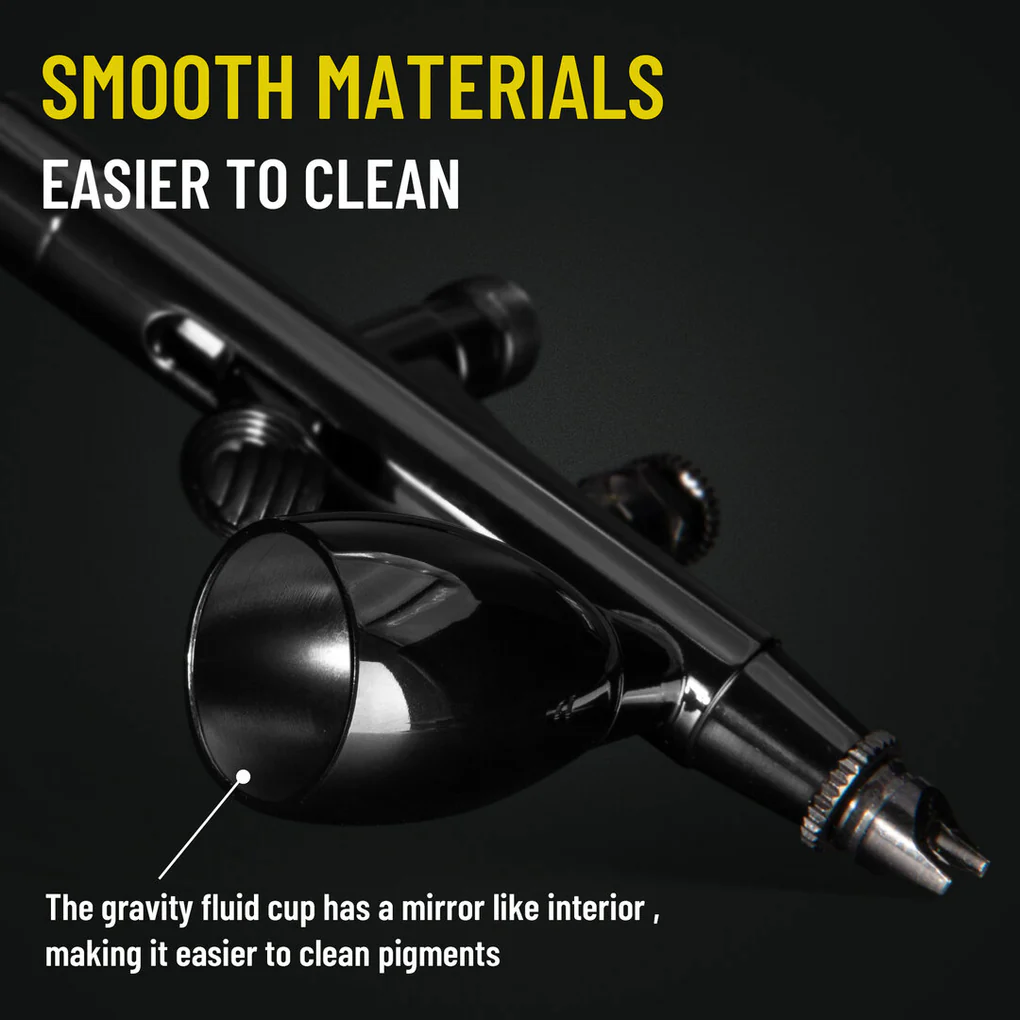 مجموعة مسدس اير برش الطلاء Fengda High End &amp; Deluxe Series Airbrush 0.3 مم، تغذية الجاذبية، ثنائي الحركة مع كوبين قابلين للتبديل لـ Air Brush Master
