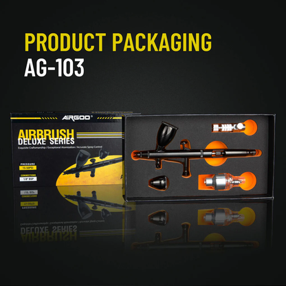 مجموعة مسدس اير برش الطلاء Fengda High End &amp; Deluxe Series Airbrush 0.3 مم، تغذية الجاذبية، ثنائي الحركة مع كوبين قابلين للتبديل لـ Air Brush Master