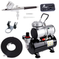 Fengda Air Brush Professional Starter Set Kit with 3L Mini Compressor Air Tank Kit FD-186K, Air Brush FE-130 0.3mm Adjustable Dual-Action & Accesories for Spray Painting Canvas & Model Art, Body Tatto